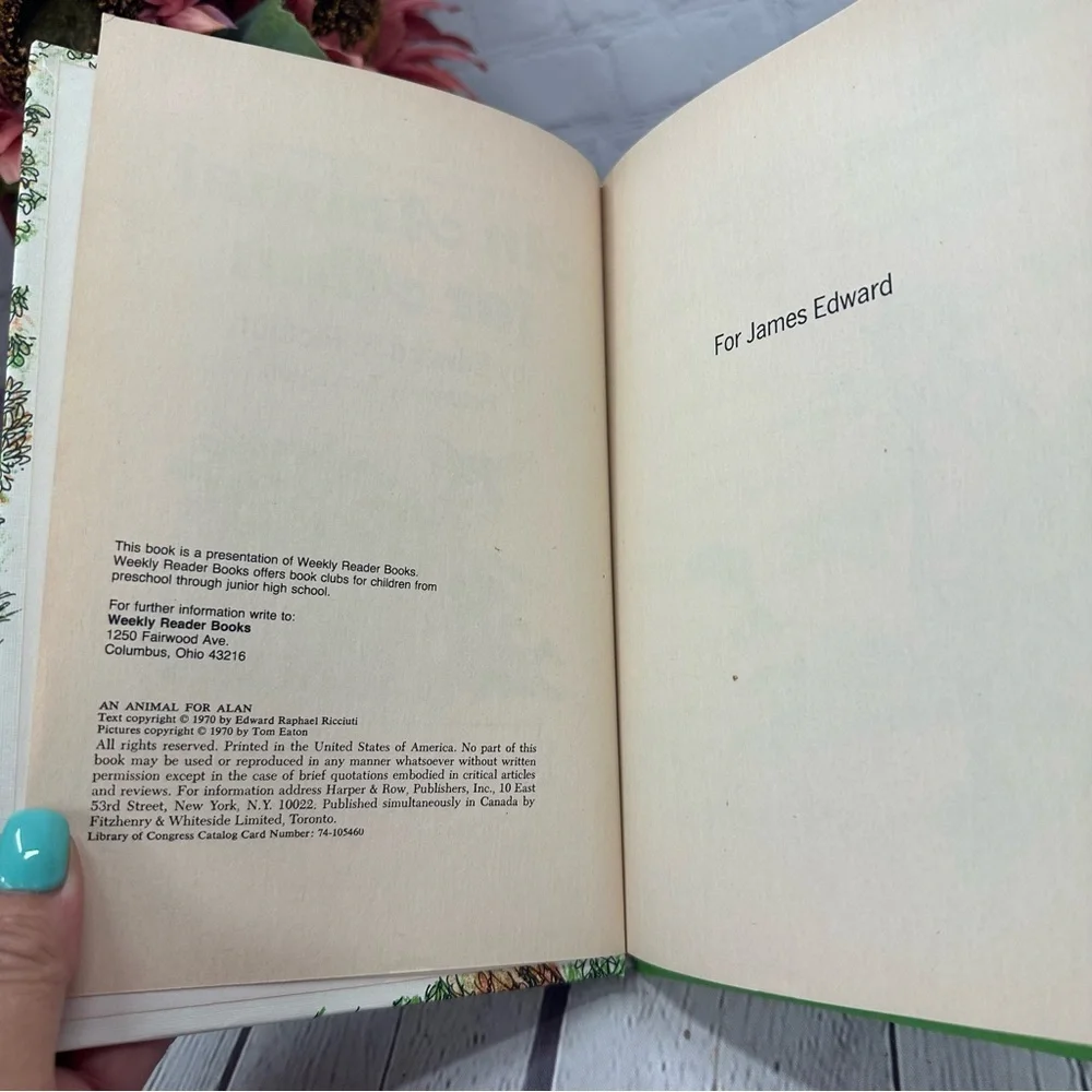 vintage 1970 hardcover children's book An Animal for Alan weekly reader books